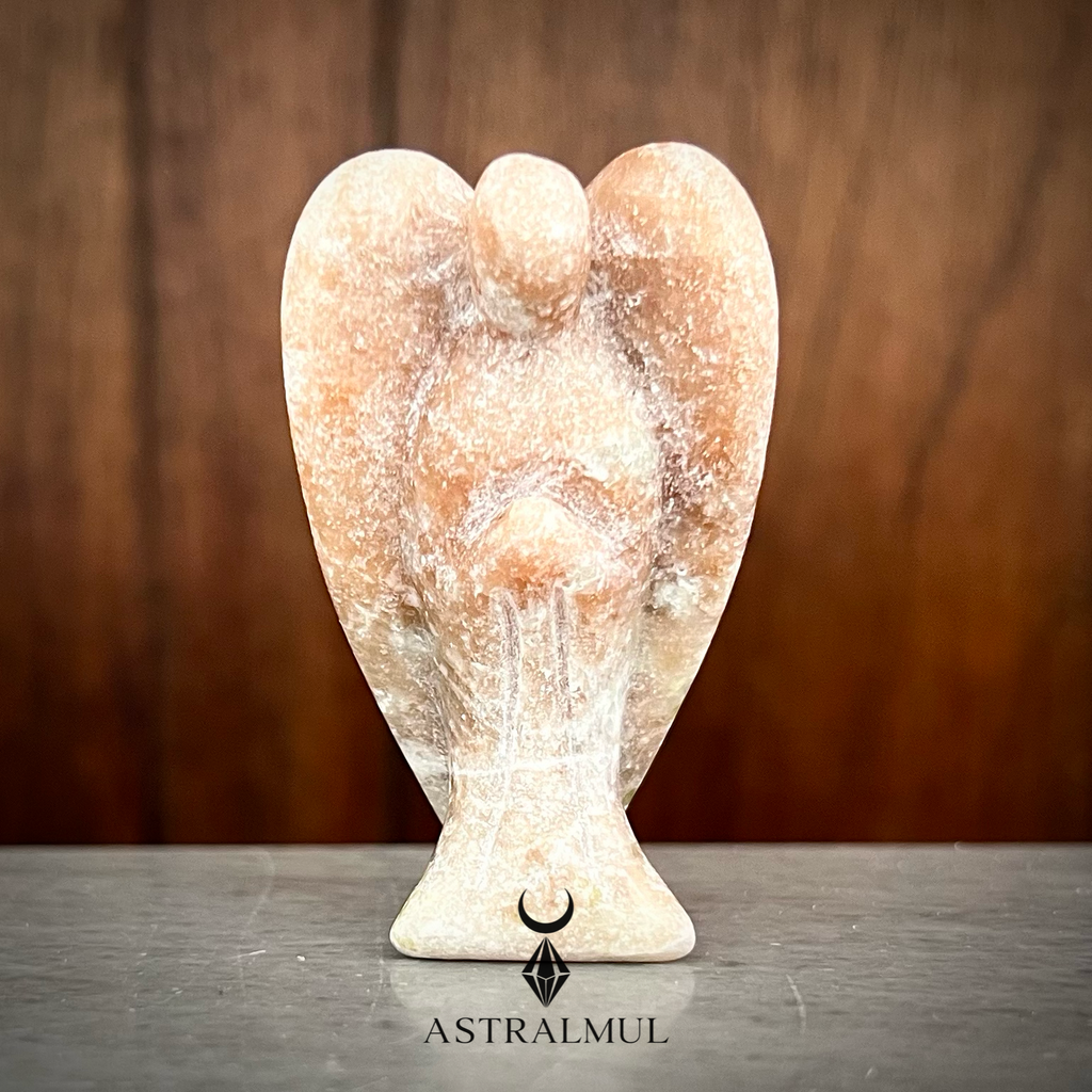 Ángel Tallado en Ópalo Rosa Natural – 6 cm