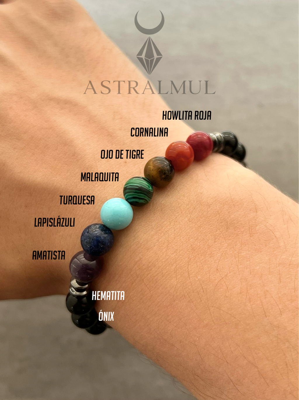 Pulsera 7 Chakras en Ónix y Piedras Naturales - 8mm