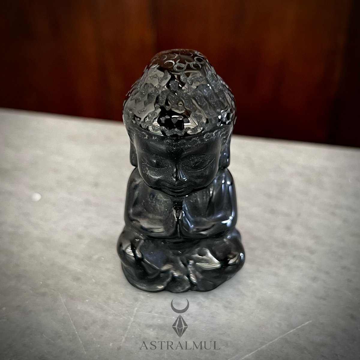 Buda Tallado En Obsidiana 100% Natural 6cm