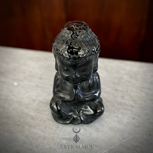 Buda Tallado En Obsidiana 100% Natural 6cm