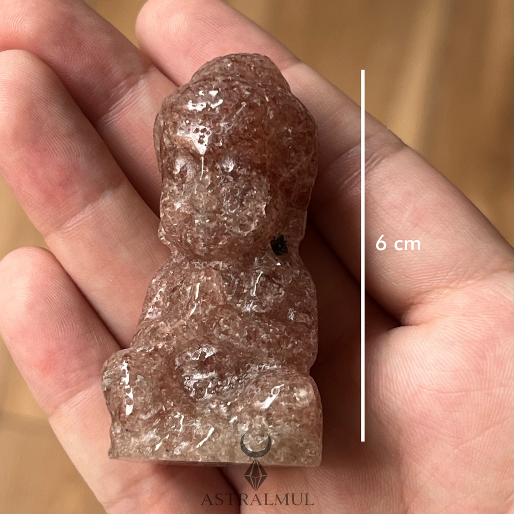 Buda Tallado en Cuarzo Fresa Natural – 6 cm