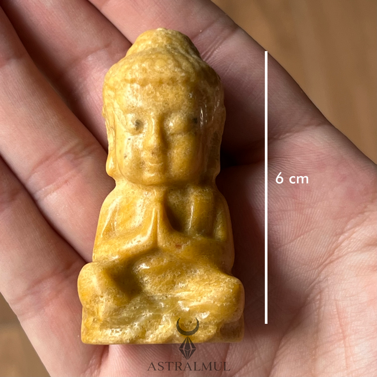 Buda Tallado en Jade Amarillo Natural – 6 cm