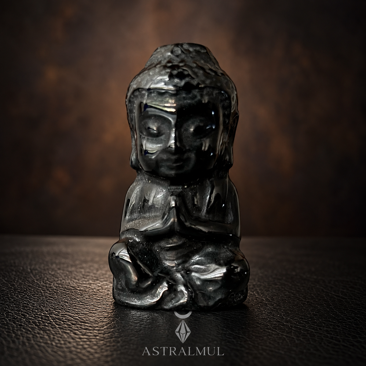 Buda Tallado En Obsidiana - Natural 6cm