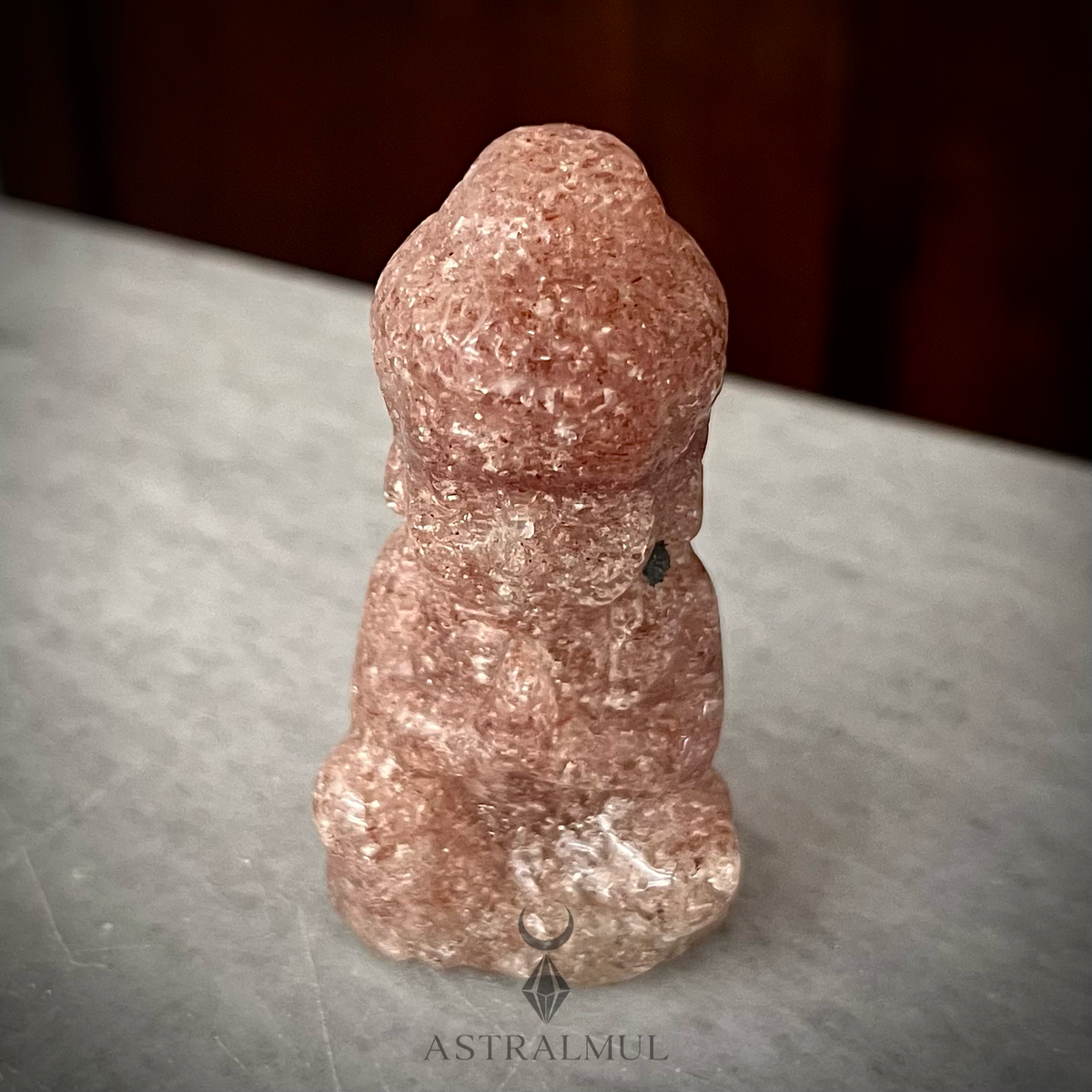 Buda Tallado en Cuarzo Fresa Natural – 6 cm