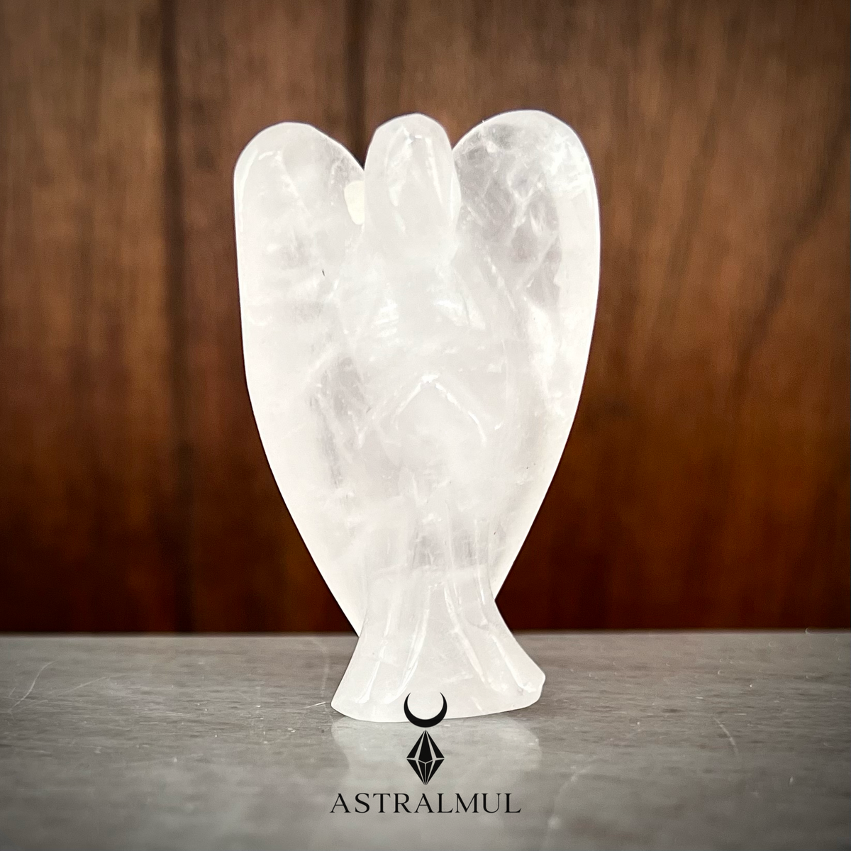 Ángel Tallado en Cuarzo Natural – 6 cm