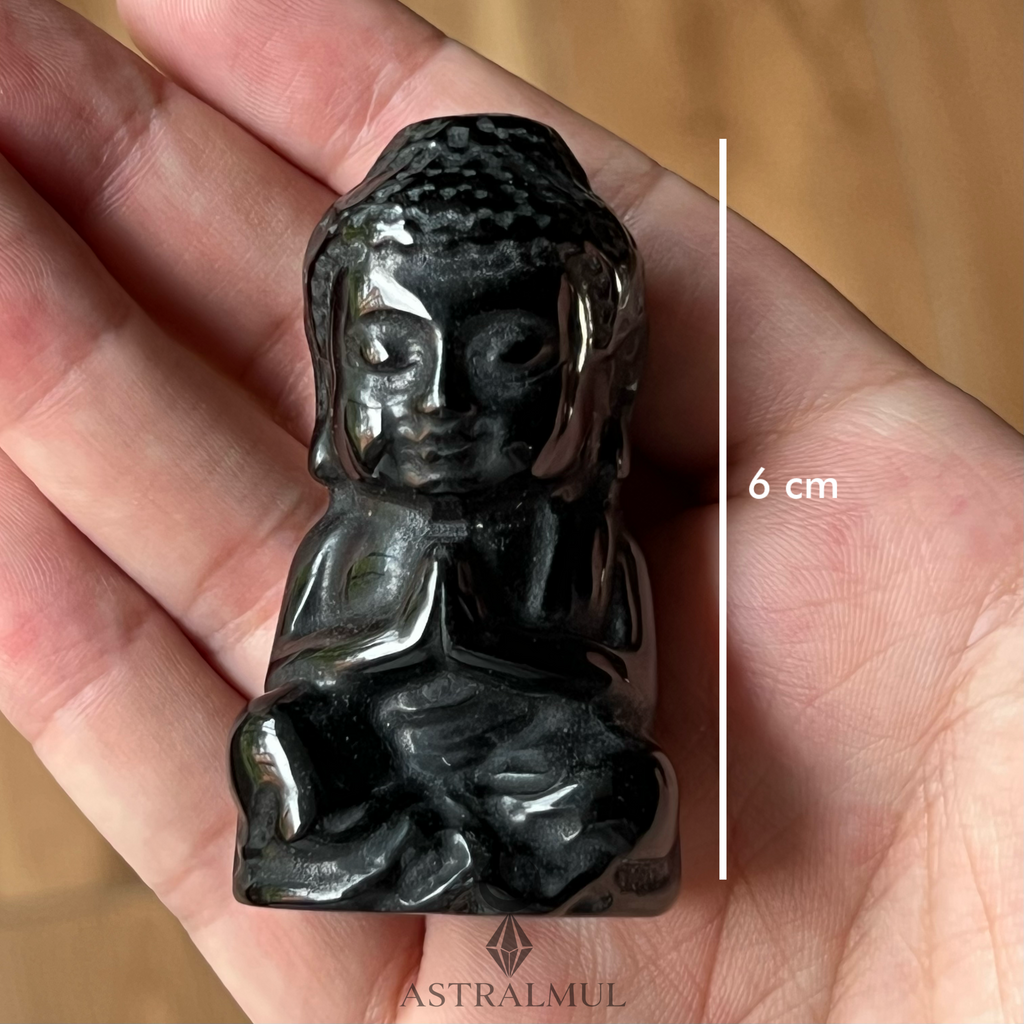 Buda Tallado En Obsidiana 100% Natural 6cm