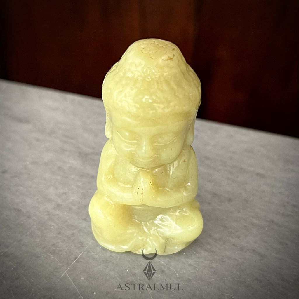 Buda Tallado en Jade Limón Natural – 6 cm