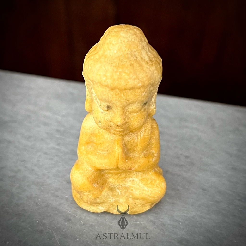 Buda Tallado en Jade Amarillo Natural – 6 cm